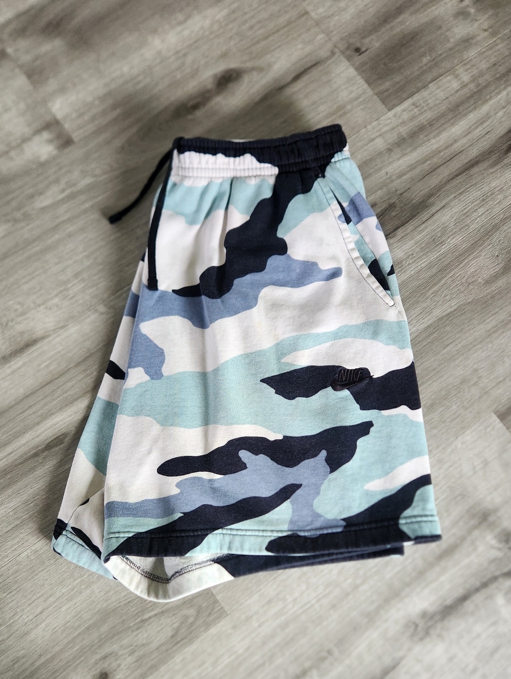 Vintage Y2K Nike Camo Fleece Drawstring Shorts XXL